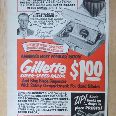 1952 Gillette Super-Speed Razor w/ Catcher Jim Hegan