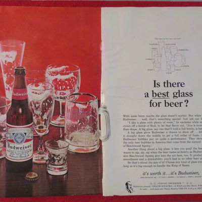 1966 Budweiser Beer with Dirty Glasses & Bottle Of Beer