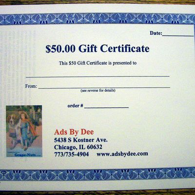 Ads By Dee $50 Gift Certificate