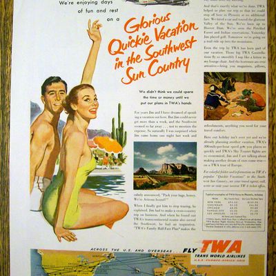 1953 Trans World Airlines (TWA) w/ Man & Woman By Pool