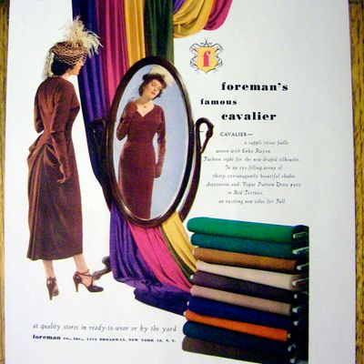 1948 Foreman Cavalier Fabric w/ Woman Looking in Mirror