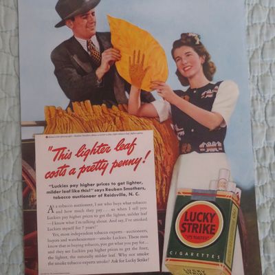 1941 Lucky Strike Cigarettes with Man & Woman & Leaf