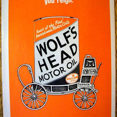 1969 Wolf's Head Motor Oil with Can Of Oil