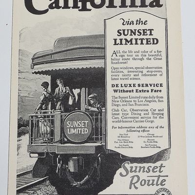 1926 Southern Pacific Lines With Sunset Route