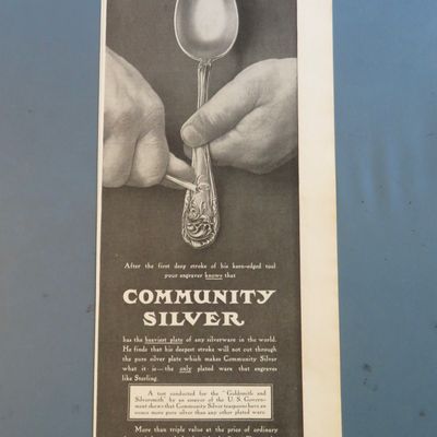1906 Community Silver with Spoon Being Engraved