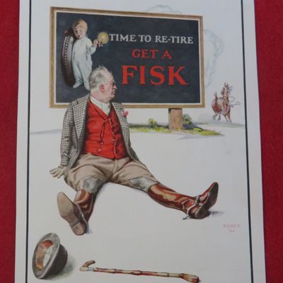 1920's Fisk Tires with Man That Got Booted From Horse