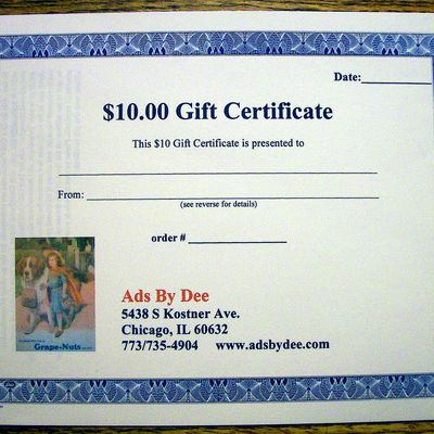 Ads By Dee $10 Gift Certificate