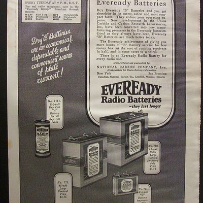 Vintage Ad: 1925  Eveready  Radio  Batteries