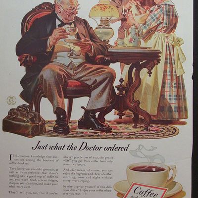 1940 Coffee Ad w/ Doctor Having Coffee by Leyendecker