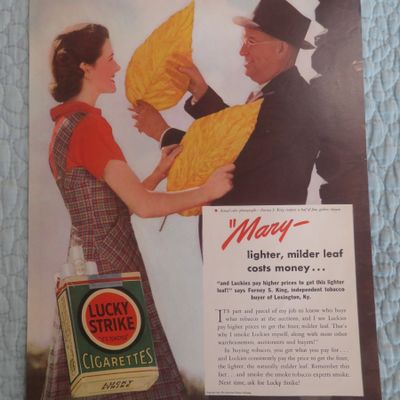 1941 Lucky Strike Cigarettes with Man & Woman & Leaf