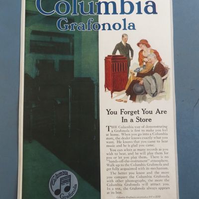 1910's Columbia Grafonola with Family Sitting Around It