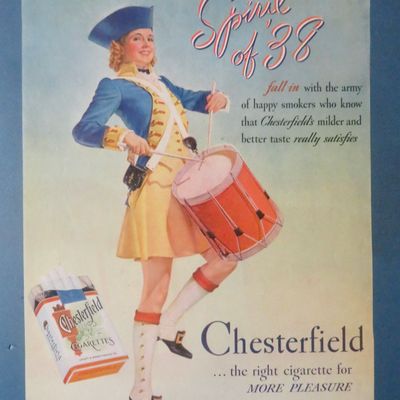 1938 Chesterfield Cigarettes with Woman Playing Drum
