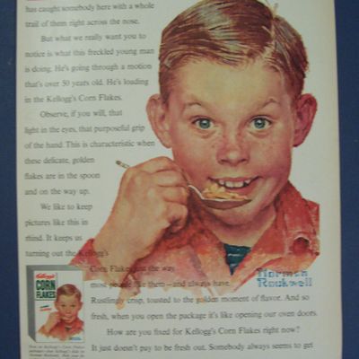 1954 Kellogg's Corn Flakes Cereal By Norman Rockwell
