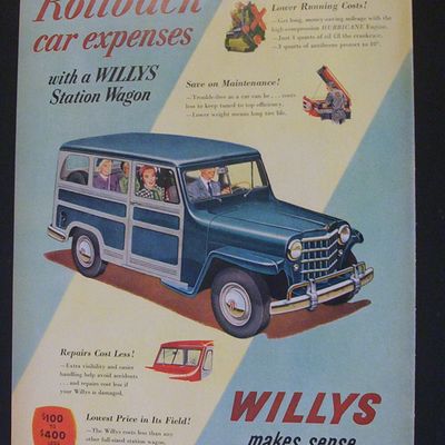 1951 Dual Ad: Willys  &  G E  Television