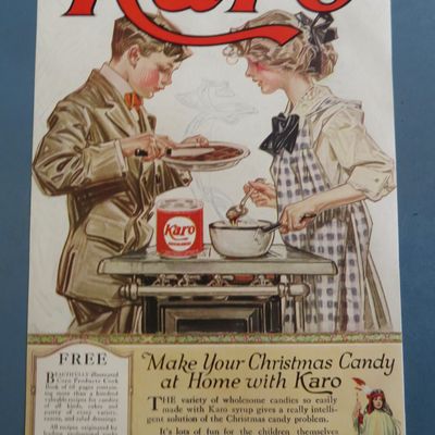1910's Karo Syrup w/ Boy & Girl Making Christmas Candy