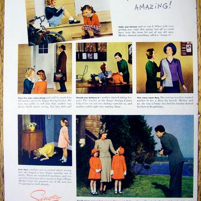 1938 Singer Sewing Machine with 2 Little Girls