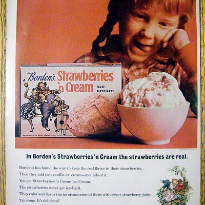 1964 Borden's Strawberries & Cream Ice Cream with Girl