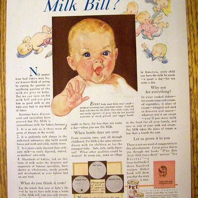 1931 Pet Evaporated Milk with Baby Smiling
