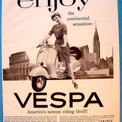 1956 Vespa with Woman on the Bike