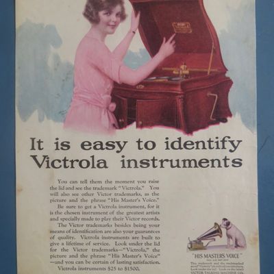 1929 Victor Talking Machine w/Woman Playing Victrola