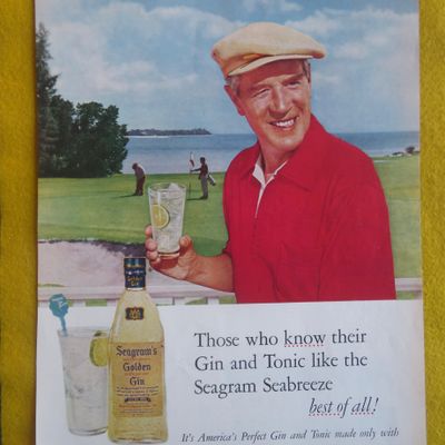 1955 Seagram's Golden Gin with Man On Golf Course