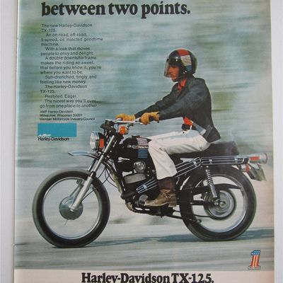 1973 Harley Davidson w/Man Riding On A TX-125