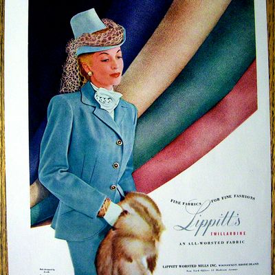 1948 Lippitt Twillardine Fabric w/ Woman in Suit