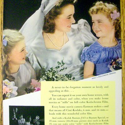 1942 Kodachrome Film with Lovely Bride & Two Girls