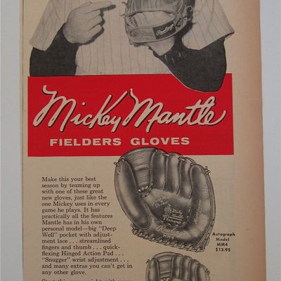 1958 Rawlings Fielders Glove With Mickey Mantle