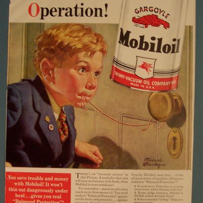 1940 Gargoyle Mobiloil with Boy & String By F Stanley