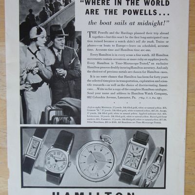 1934 Hamilton Watches with Man & Woman Traveling