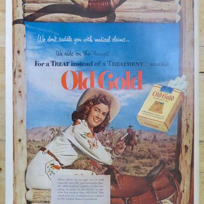 1952 Old Gold Cigarettes w/ Woman Sitting on a Fence