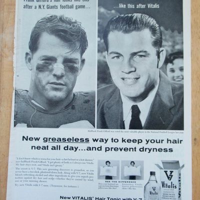 1957 Vitalis With New York Giants Frank Gifford's Hair
