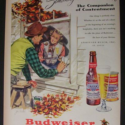1951 Dual Ad: Budweiser  Beer  &  Shell  Motor  Oil
