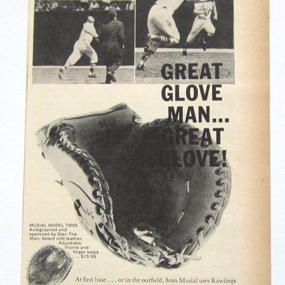 1959 Vintage Rawlings Baseball Glove With Stan Musial