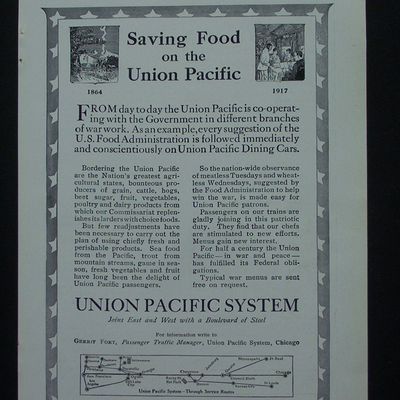 1917 Union Pacific System with Saving Food On Train
