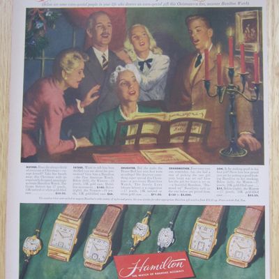 1947 Hamilton Watch with Family Singing Around Piano