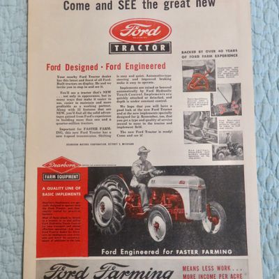 1947 Ford Farming with Farmer On Ford Tractor