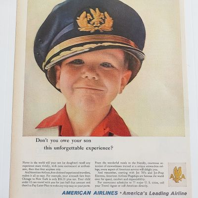 1960 American Airlines With Boy Wearing Pilot's Hat