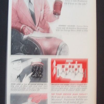 1953 Purolator Oil Filter with Johnny Lujack