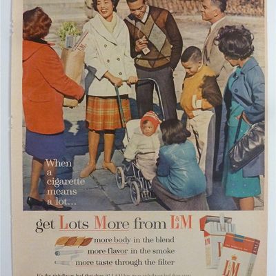 1963 L & M Cigarettes with Man & Woman Showing Off Baby
