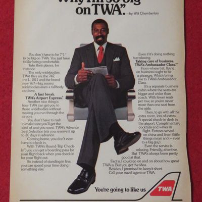 1982 TWA Airlines with Basketball's Wilt Chamberlain