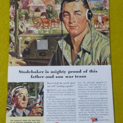 1945 Studebaker with Soldier On A Radio