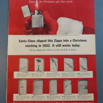 1963 Zippo Lighter w/ Santa Claus' Hand Holding Lighter