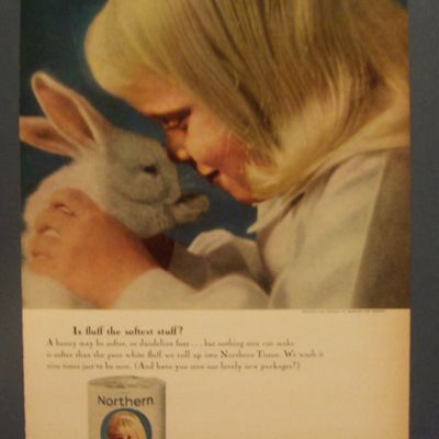 1964 Northern Tissue with a Little Girl Holding Bunny