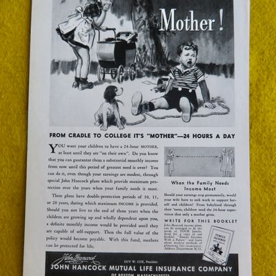 1938 John Hancock Mutual Life Insurance Co w/Boy & Girl