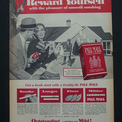 1956 Pall Mall Cigarettes with Man Putting Up Sold Sign