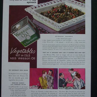1937 Wesson Oil with Spinach Savory & Cabbage Salad