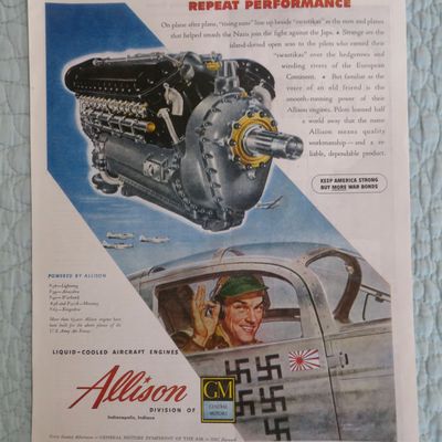 1945 Allison Aircraft Engine with Engine & Pilot Flying