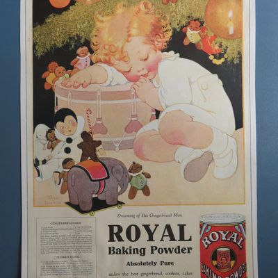 1920 Royal Baking Powder with Child Asleep on Drum